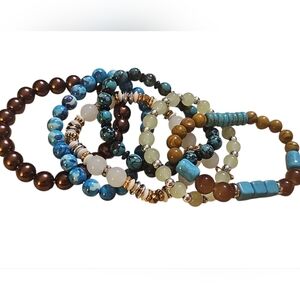 NWT Canyon Sky Set of 6 Southwest Aztec Turquoise Beaded Bracelets